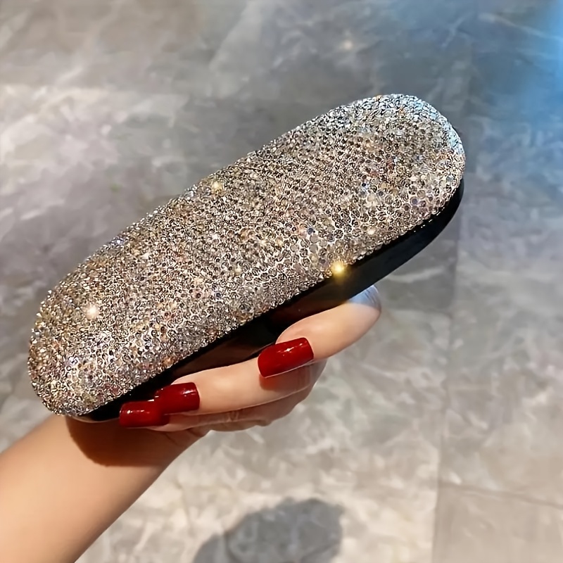 TEMU 1pc A Luxurious Glasses Case With Crystals, Made From Stylish Faux Leather, Designed For High-end Women' Storage, Durable And Elegant, Perfect