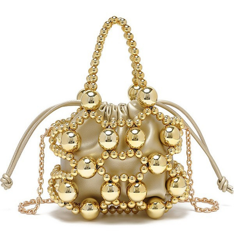 2026 New Model High-end Handheld Crossbody Bag With Exquisite Hollowed-out Metal Beaded Woven Design
