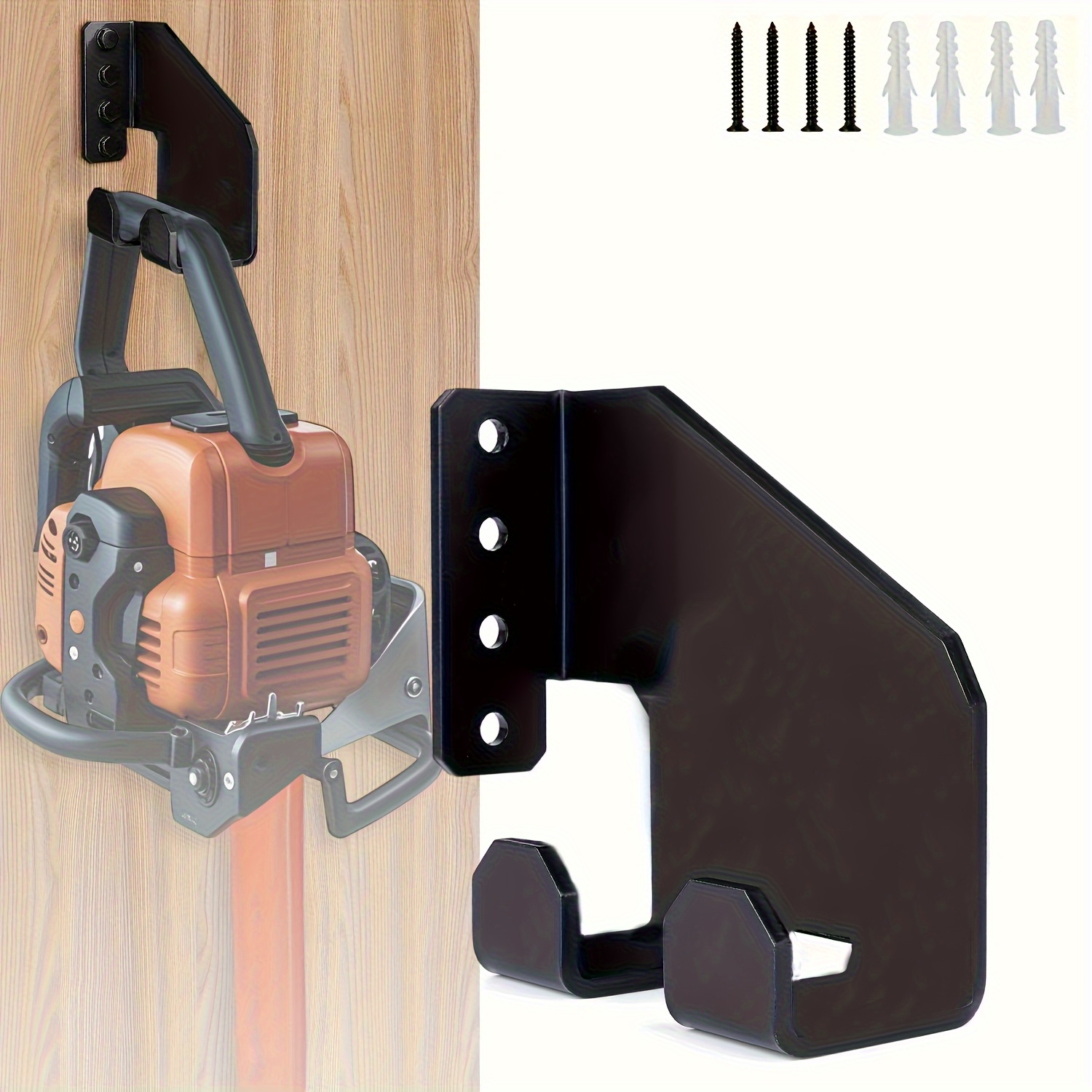 TEMU Heavy-duty Chainsaw Hanger - Oversized Heavy-duty Metal Garage Wall Mount Rack, Pre-drilled Holes, For Garage, Workshop, Professional And Home