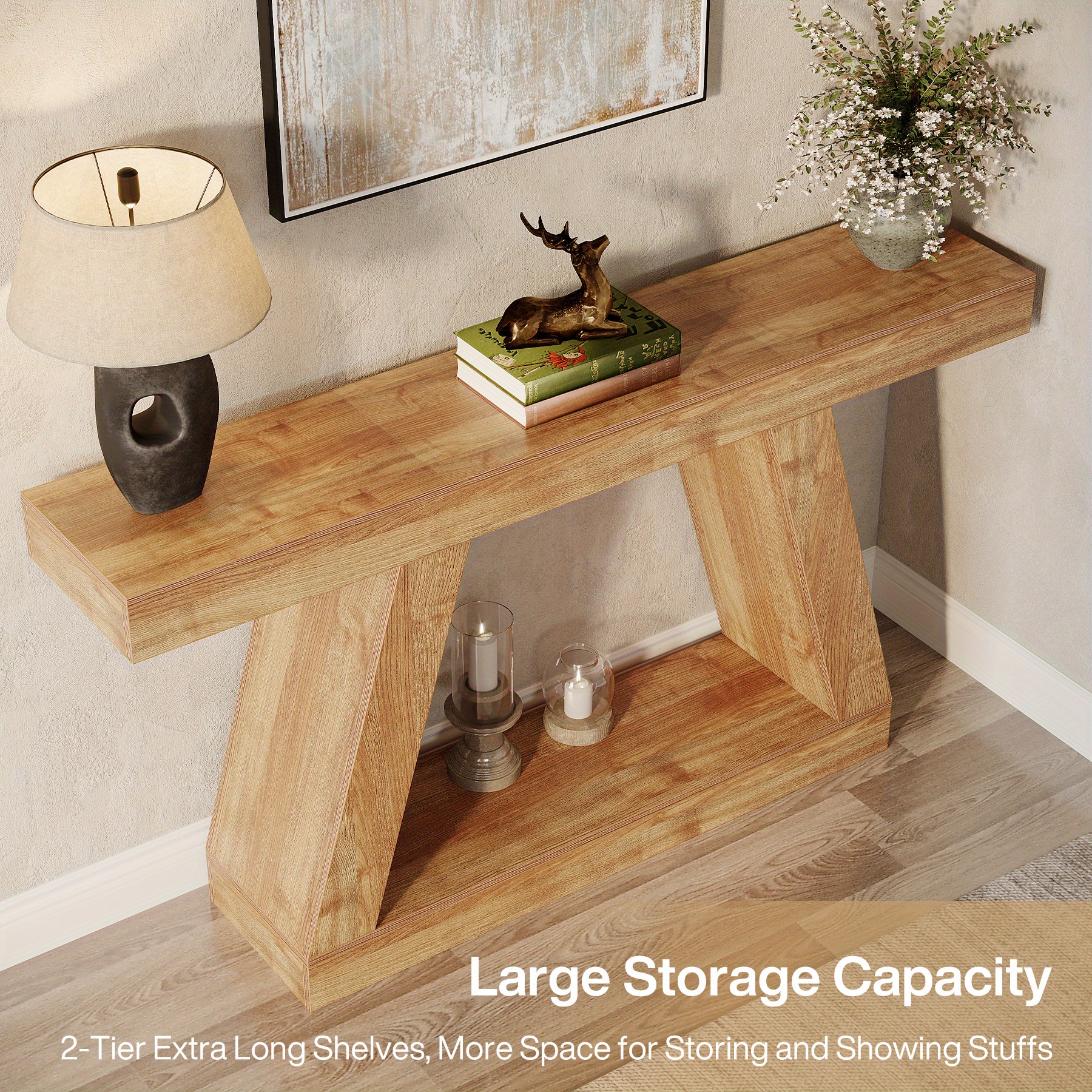 Multifunctional Entryway Table With Double-layer Storage - Wood Suitable For Living Room Sofa Table, Hallway Furniture, Table, Assembly, Space- With & Lower