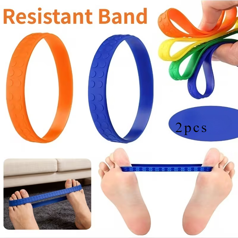 TEMU 2-pack Silicone Dotted Resistance Bands, Used For Toe Stretching And Strengthening Exercises, Lightweight And Reusable Fitness Bands, Suitable