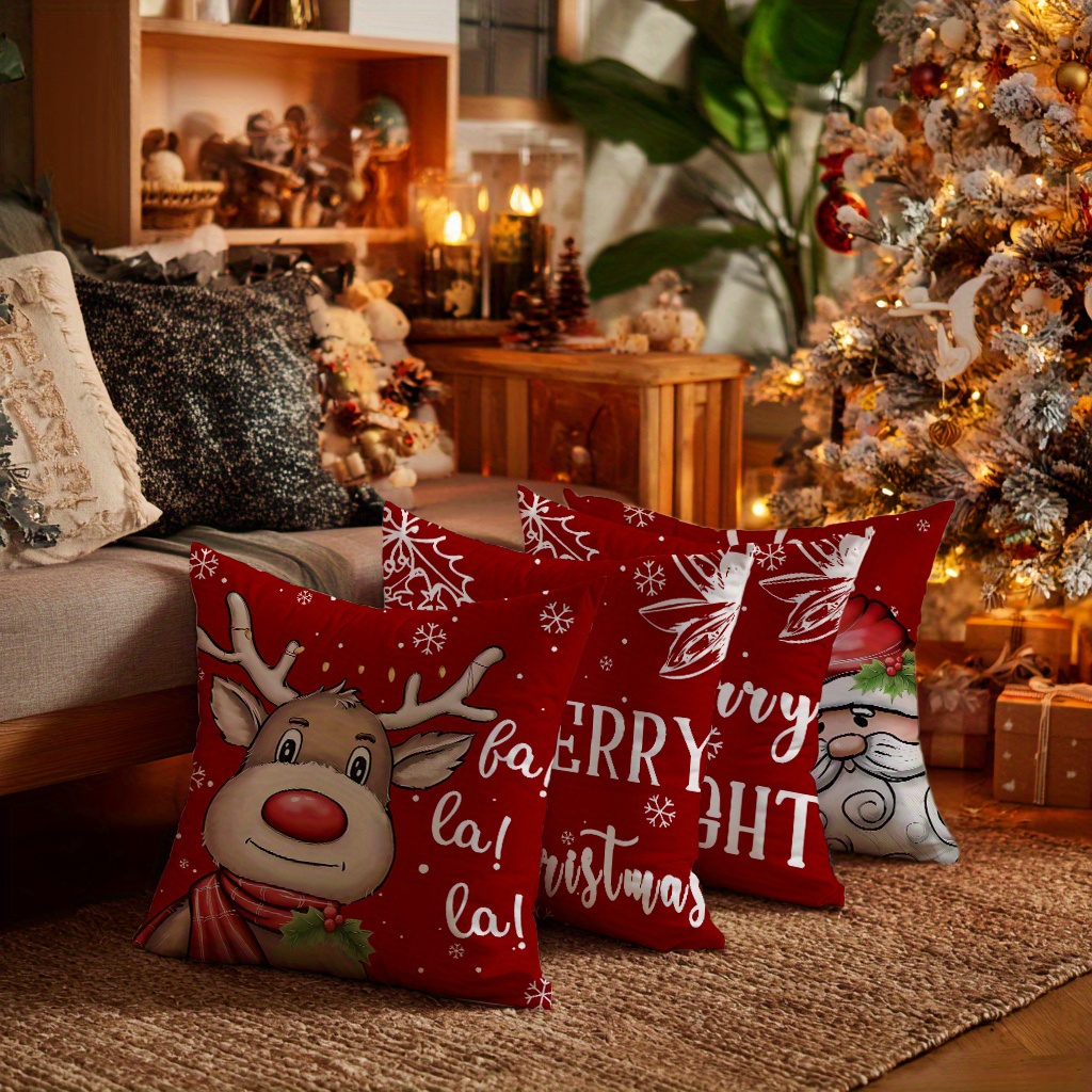 QKTYB Kerst kussenhoezen set van 2, kerst kussenslopen 45 x 45