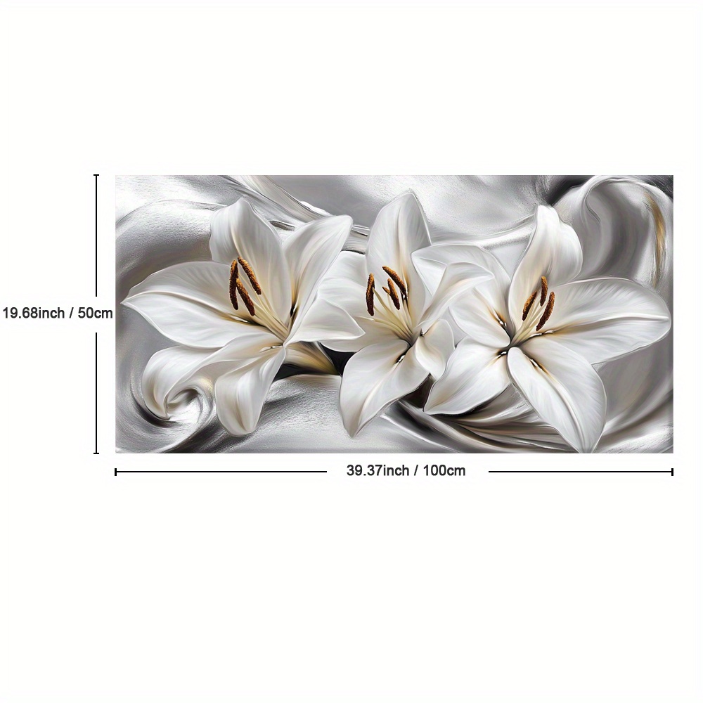 TEMU 1pc Framed Wall Art, Silvery Background Wall Art, Brown Wall Decor, Elegant Lily Wall Art, Soft Light Wall Art, Fine Texture Art Prints, Home