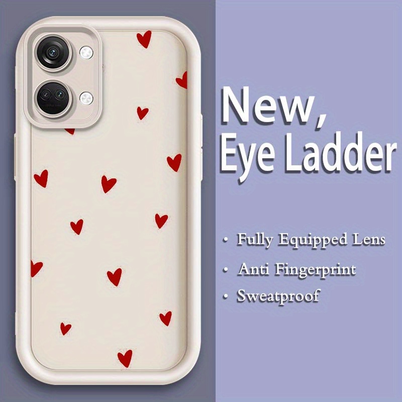 TEMU Love Heart Print Comics Phone Case For Oneplus 12 12r 11 11r 10r 9r 8t Ace 3v 3 2 Se Ce4 Ce 2 2t 5g Eye Ladder Matte Soft Tpu Black White