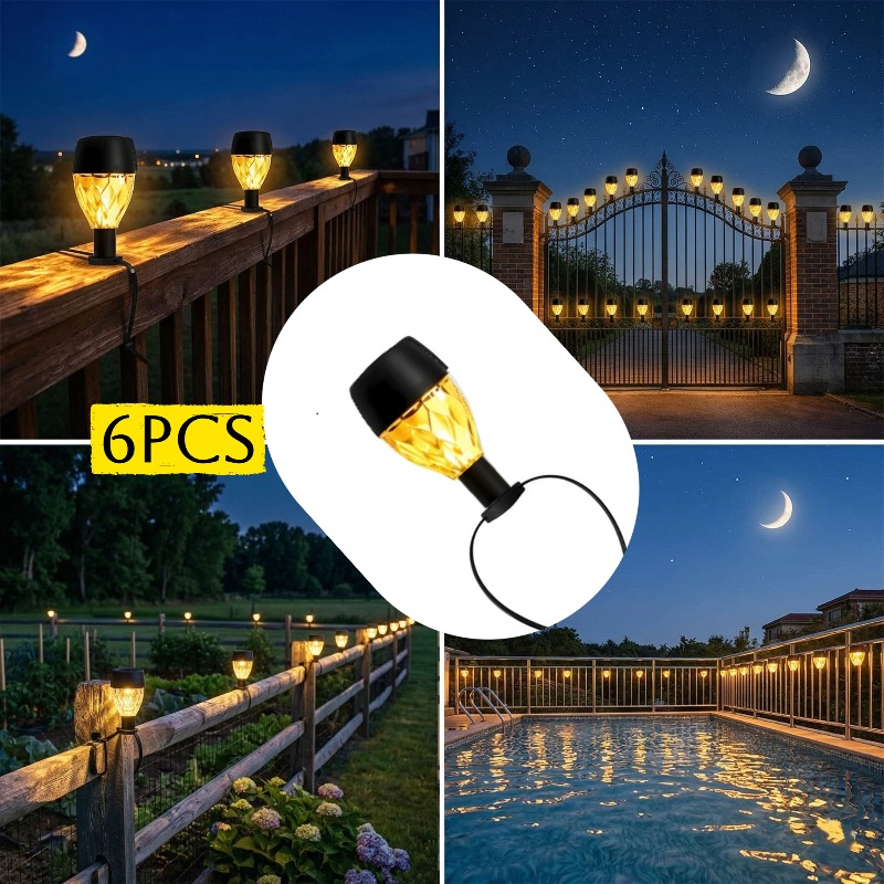 6pcs Solar Lights For Framed Above Ground Pools Outdoor Pool Fence Decorative Lights For Patio Backyard Party Wedding Camping Travel Swimming Pool Accessories Night Lights Summer Holiday Yard Decor