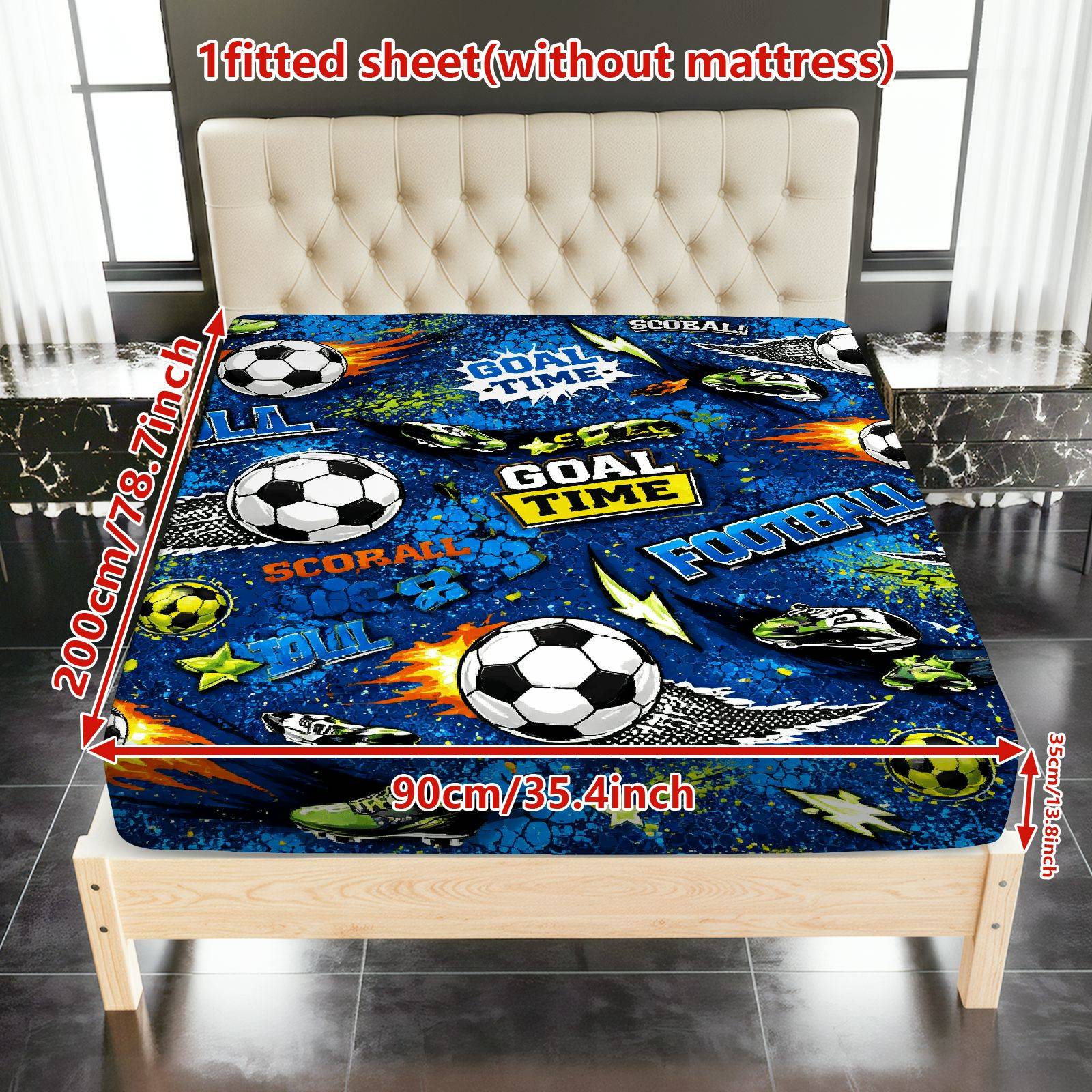 TEMU 1pc A Soccer-themed Mattress Protector Designed For Sports Enthusiasts, Featuring Breathable And Soft Materials, Perfect For Bedrooms Or Guest