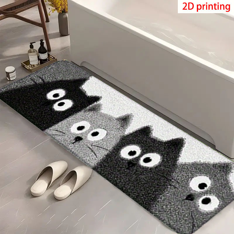 TEMU 1 pezzo di Tappeto Serie Stile con Motivo Gatto Grigio , Realizzato in Flanella Qualit�, e Confortevole, Lavabile, per Cucina, Camera da Letto,