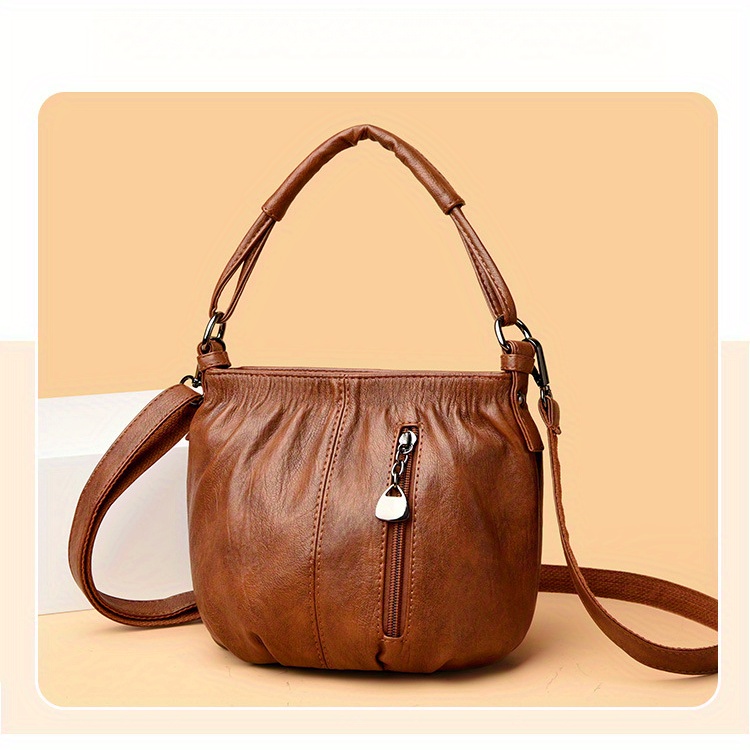 Women's -like Crossbody Bag - Convertible Shoulder Purse with Zipper Closure, Adjustable Strap, Structured Tote for Work, Everyday & Formal Events - Available in Brown, Red, Black - Elegant Women's Handbag, Crossbody Purse, Sleek Texture, Textured Finish