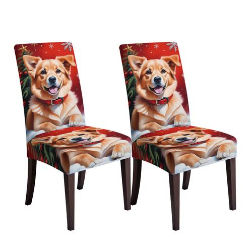 2 4 6pcs festive cute dog chair covers healing puppy print wear resistant and remove stretchy suitable for dining room kitchen banquet hall bedroom office living room home decor