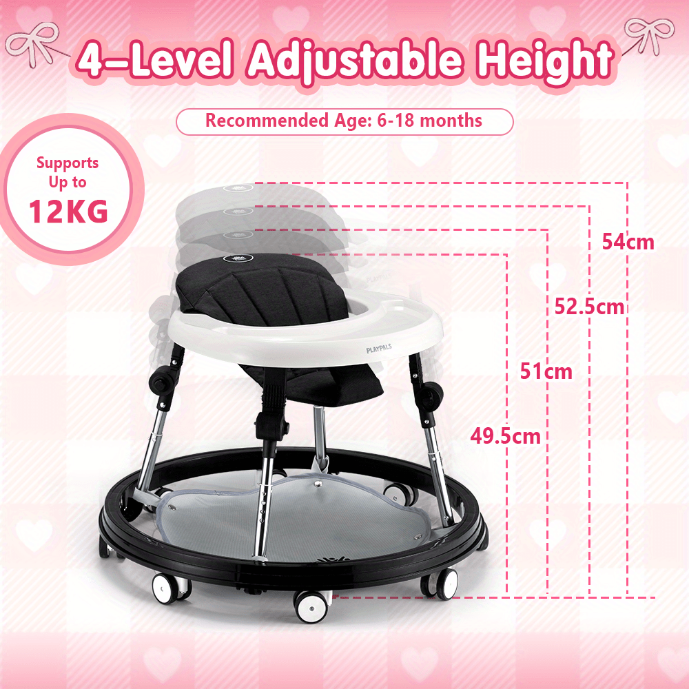 Playpals 3-IN-1 Baby Walker Adjustable Stroller Kids Ride On Toy Black, Stroller for Baby, Ride On Car, Stroller, Mobility, Compact Design, Lightweight Stroller, Durable Construction, Sturdy Frame, Push Walker, Toy For Old, Baby Toy - Image 5