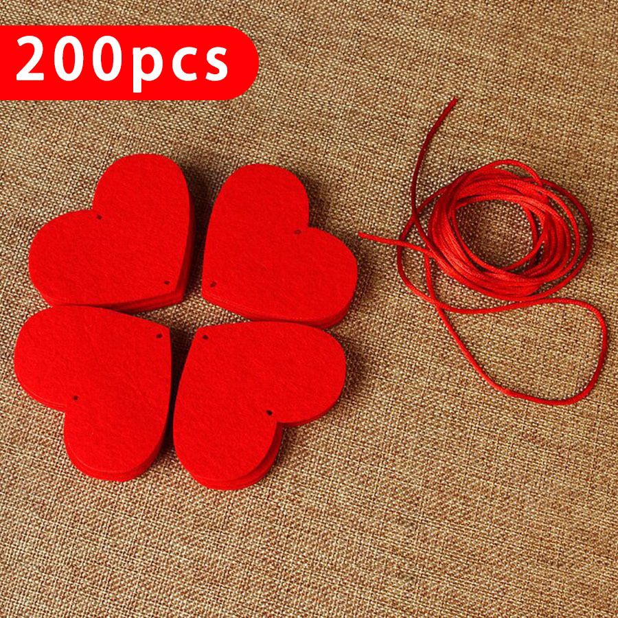 200pcs Heart Garland Diy Kit With 30m Red String - Red Hanging Hearts For Wedding Proposal Decor, Anniversary Party Backdrop, Romantic Celebration Supplies