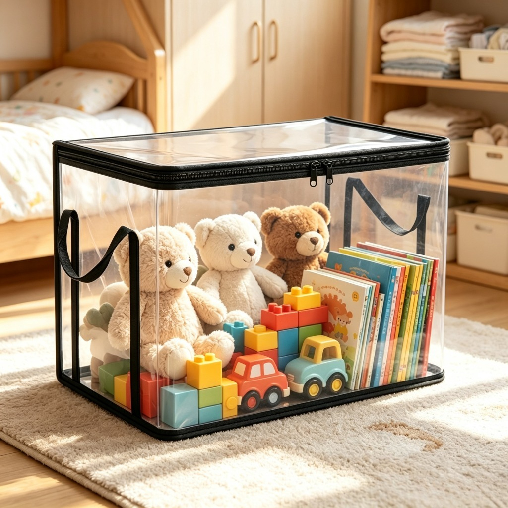 5pcs Set of Transparent Storage Boxes with Double Zippers