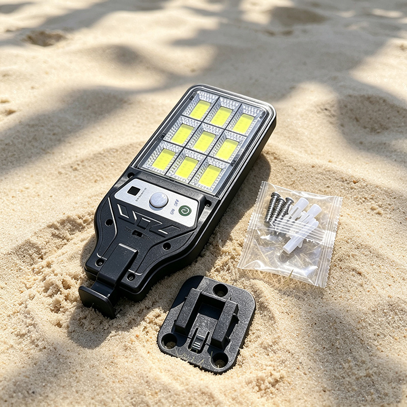TEMU 1 pièce Lampe solaire à détecteur de mouvement, Lampe de rue extérieure solaire rechargeable IP44, 3 Lampes de jardin décoratives Éclairage de