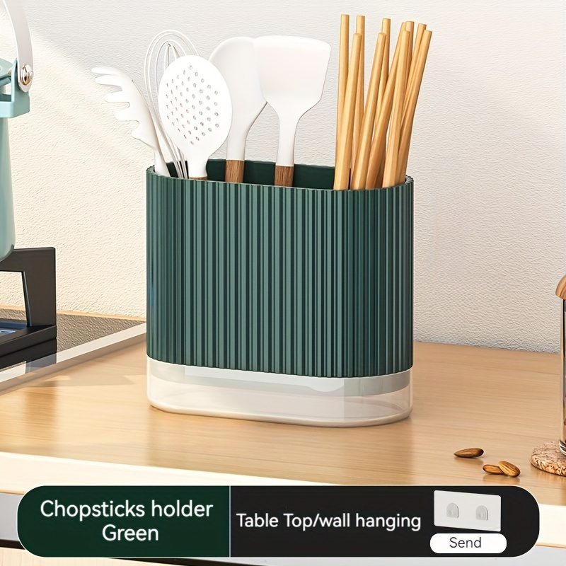 TEMU Organisateur de couverts mural 1 pièce – Porte-ustensiles de cuisine amovible avec bac de récupération ; Rangement multifonctionnel pour ,