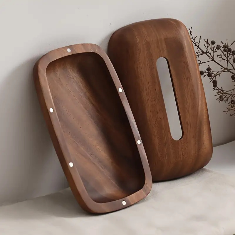 walnut tissue box modern minimalist rectangular design with easy replace lid polished   vintage style storage box for desktop bathroom office nightstand decor bathroom decor sleek     wood home decor contemporary decor durable wood decorative organizer   Product details 5