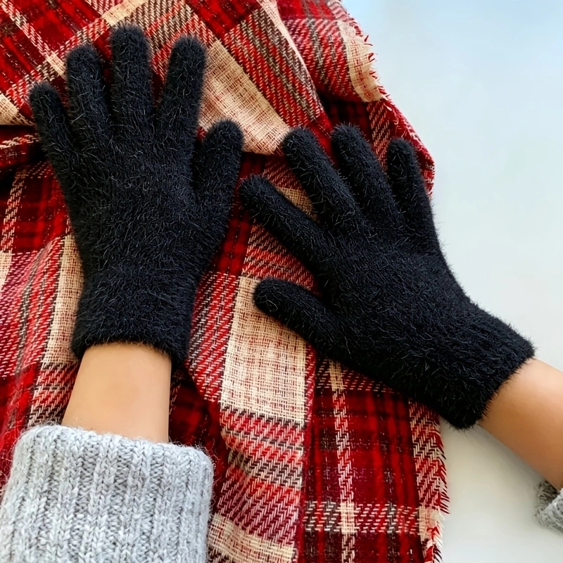 TEMU New Autumn/winter Women's Fashion Five-finger Gloves, Solid Color Gloves, Suitable For Daily , School, Shopping, Office, And Occasions Including