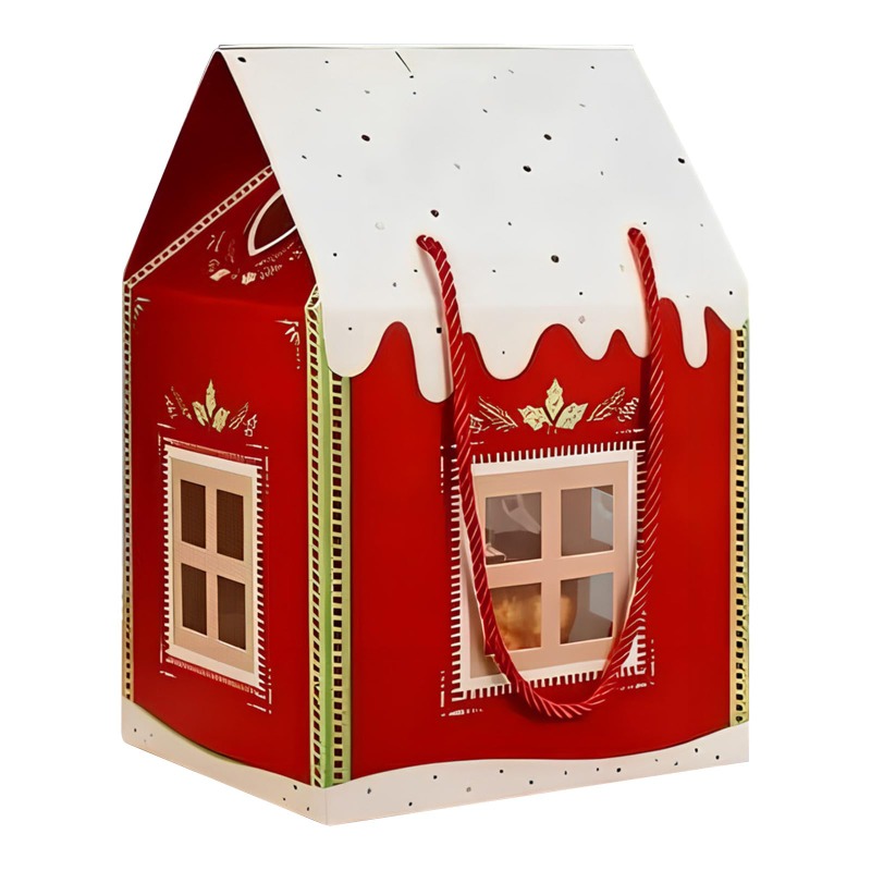 TEMU Christmas Wonderland Cottage Gift Box With Handle, 3d Pop-up Christmas House Treat Box 240g Reusable Cardboard, 13 X 7 X 7 Inches Holiday Party