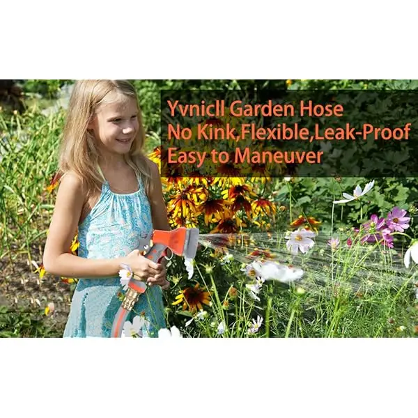 garden hose 25ft 5/ 8, rubber water hose heavy duty, durable flexible hose, lightweight hose for outdoor yard lawn with sprayer nozzle / 4 brass solid fittings Product details 0