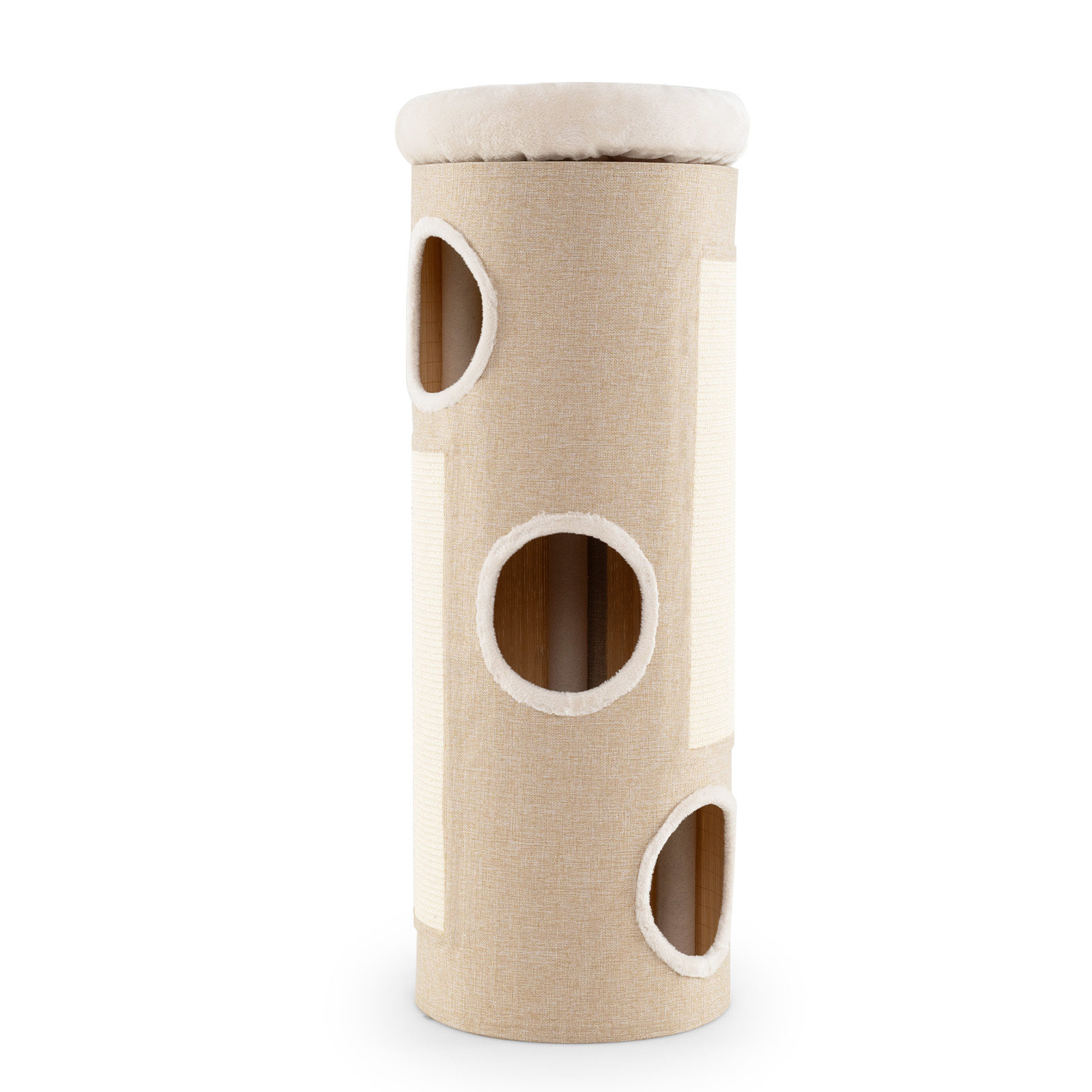 4-story Cat House For Multiple Cats, Elevated Cat Cave Bed With Removable Perch Bed, Sisal Scratching Board, Bamboo Mat