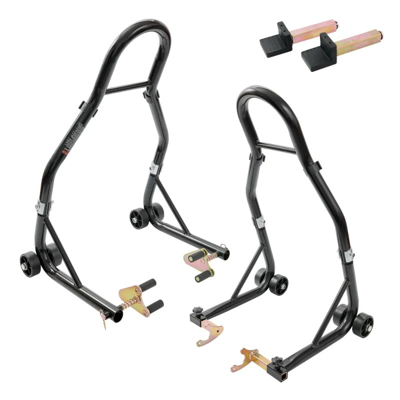 Pack De 2 Béquilles Arrière Moto Ultra Résistantes 400kg - Universelles, Acier Galvanisé Avec étui Cuir