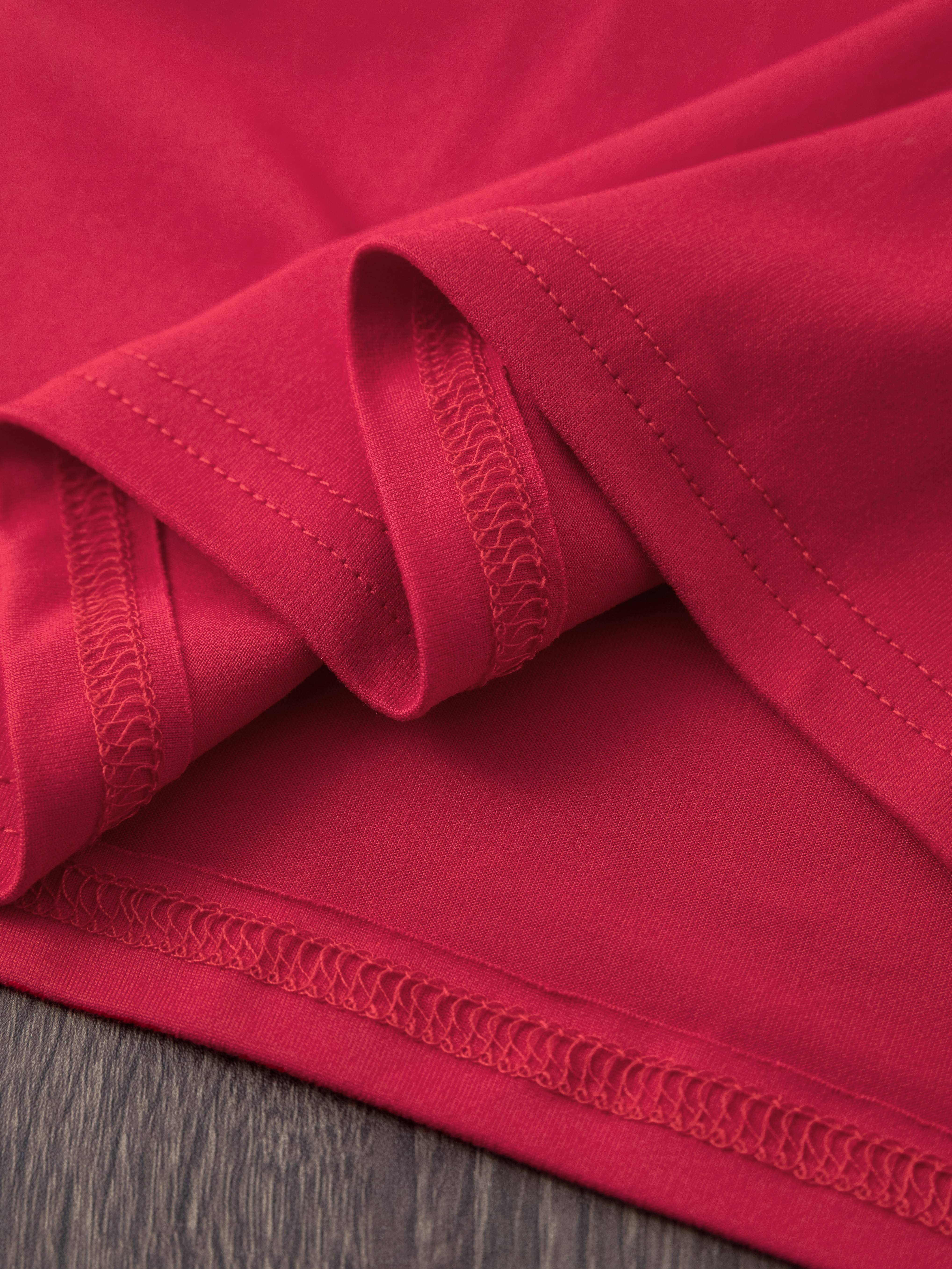 Women's Elegant Round Neck Short-Sleeve T-Shirt - Vibrant Red with White Calvin Monogram Print, Soft Fabric, Casual Versatile Top for Spring & Summer, Machine Washable, Casual Attire, Stylish Letter Print, Comfortable Fit