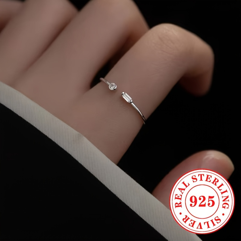 925 Silver Open Ring with Synthetic Zirconia, April Birthstone