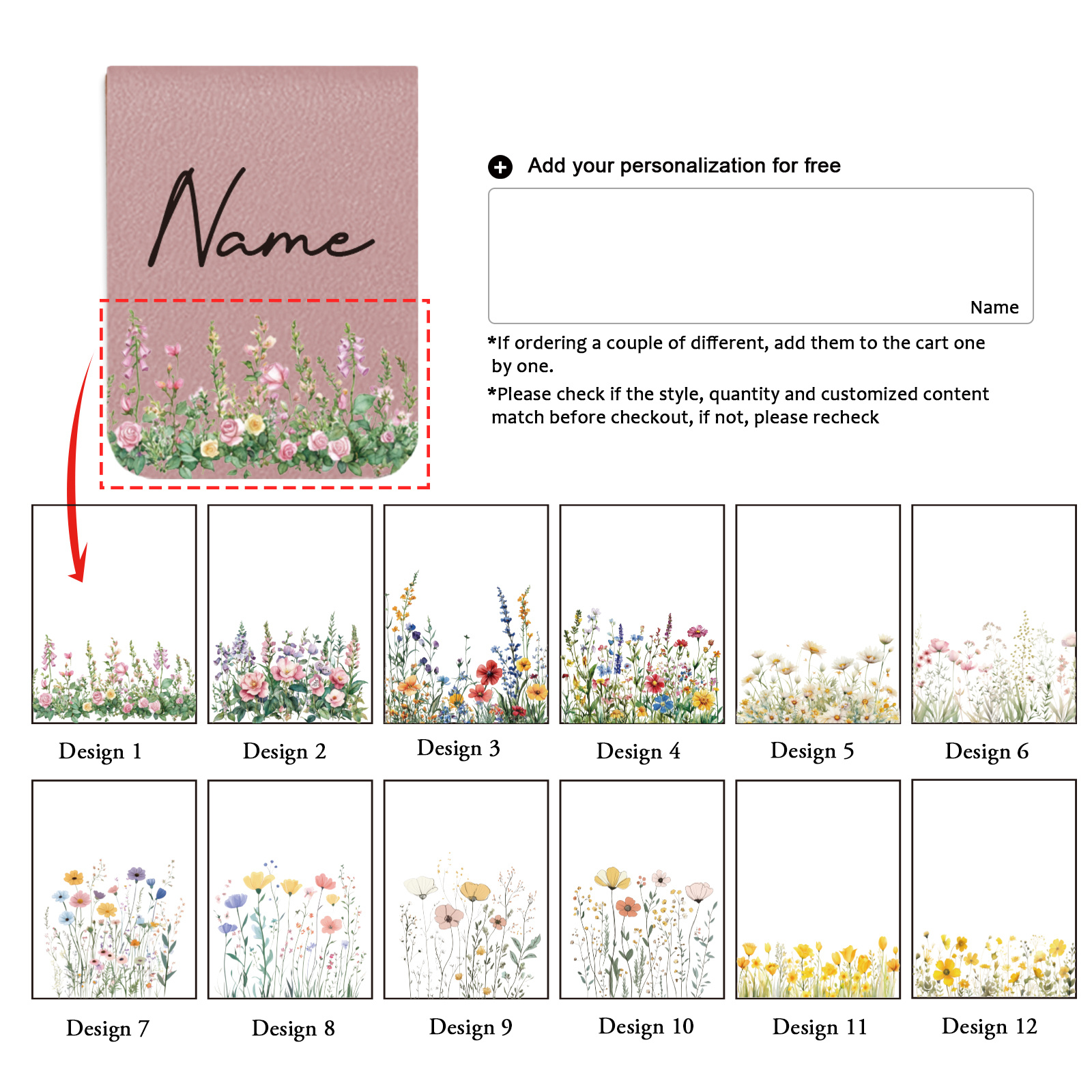 TEMU 1pc Personalized Magnetic Bookmark - Name & Date/page Magnets, Elegant Pu Leather Bookmarks Suitable For Women, Teachers, Book Lovers - Unique