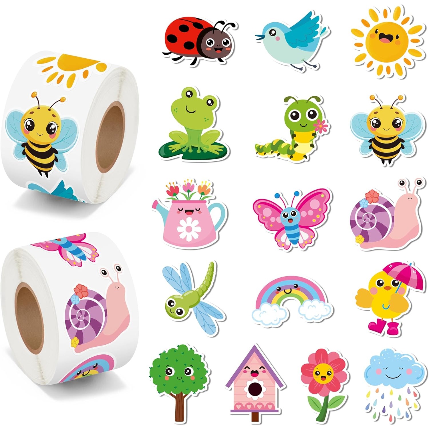 500pcs Garden Insect Sticker Insect Flower Plant Self-adhesive Stickers, Suitable For Gift Parties, Gift Laptops, Envelope Decoration, 16 Designs