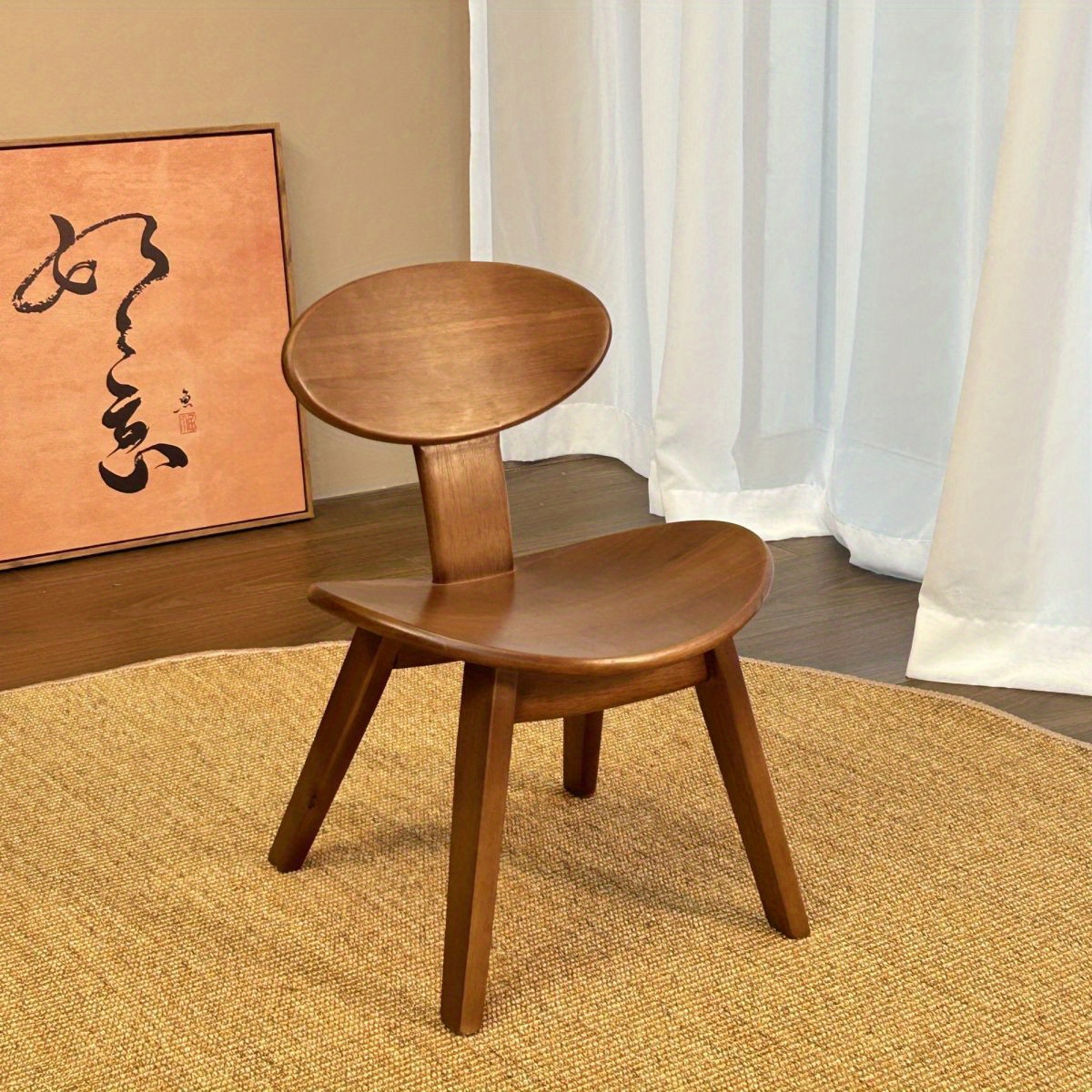 Silla de concha de madera moderna de 1 pieza - Espalda redonda elegante, acabado marrón claro, perfecta para el hogar, la oficina o la entrada, solución versátil de asientos | Diseño minimalista | Construcción de madera, decoración moderna del hogar