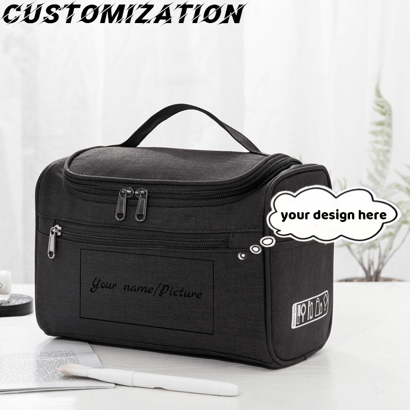 TEMU Gepersonaliseerde Dames Make-up en Toilettas, Dubbele Rits Reis Cosmetica Organizer met Aanpasbare Naam/ Opties. Accessoire Tas in Kleur Handvat