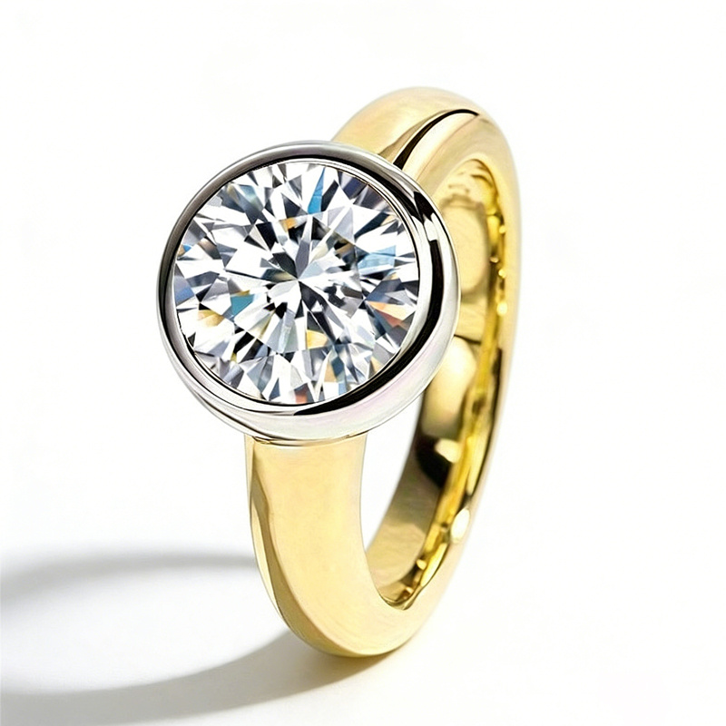 A 's Or Women' Ripple Pattern Ring Made Of 925 925 Silvery With 1ct/2ct/3ct Round Moissanite. Simple And Suitable For Casual Attire, Or As A Valentine's Day, Birthday, Or New Year's Gift. With A Box.