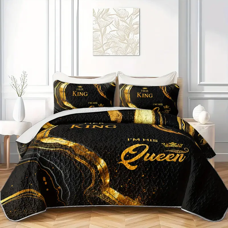 3pcs king queen bed cover setluxury quilt setcouple bedroom decor 1quilt 2pillowcase Product details 3