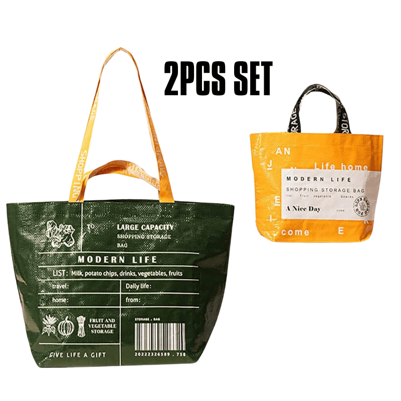 Image of 2pcs/ 1pc- Kitchen Reusable Shopping Bag, Foldable Portable Shopping Bag Grocery Food, Storage Bag Large Capacity, Suitable For Supermarket, Store Shopping. Birthday, Christmas Gift