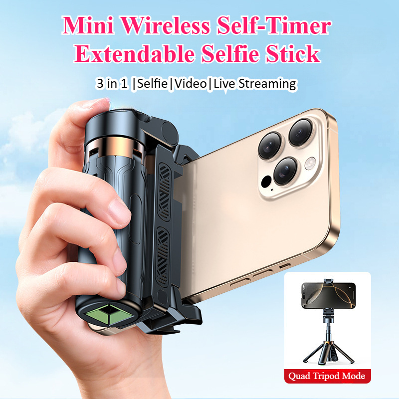 portable foldable selfie stick tripod stand with wireless remote 3 in 1 multi mode selfie stick phone tripod   stand for iphone   rechargeable lithium polymer battery pan tilt head selfie stick for phone
