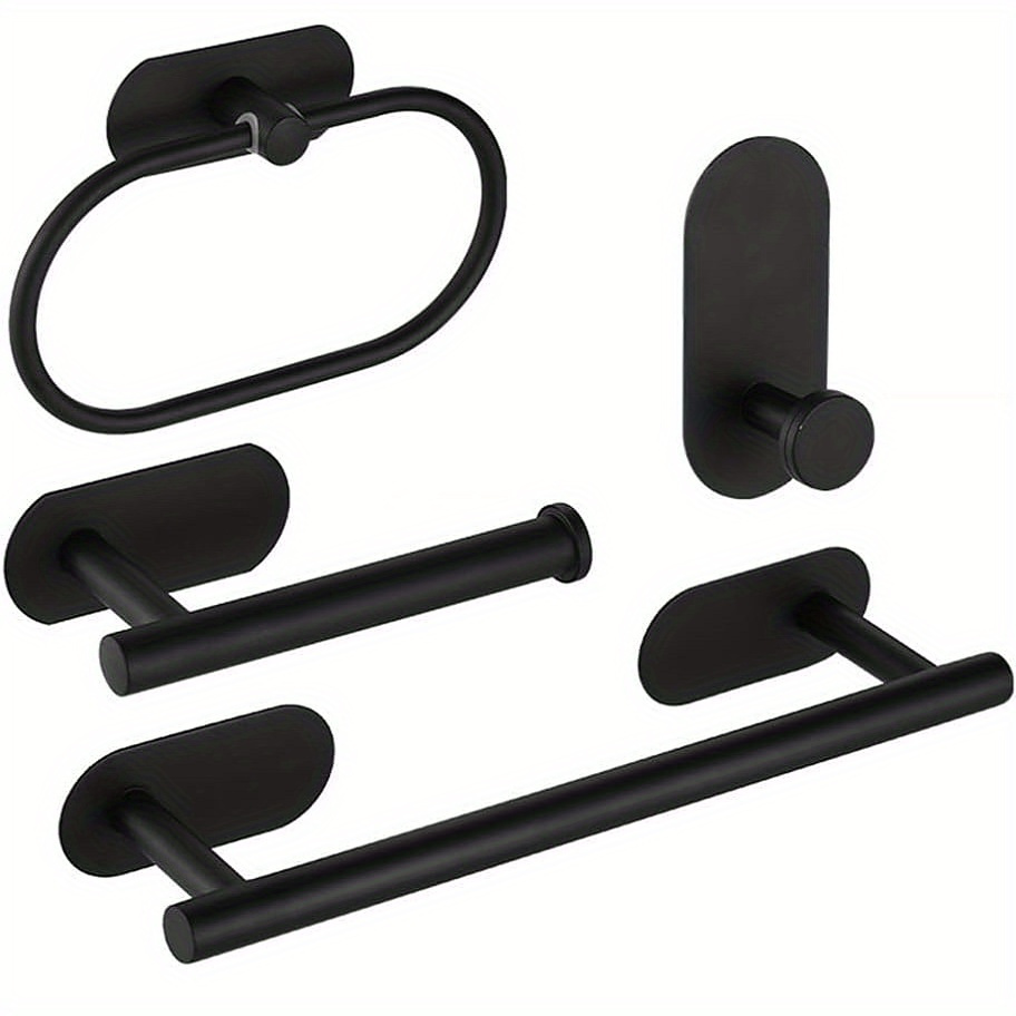 4pcs stainless steel bathroom hardware set   wall mount toilet paper holder towel rack no drilling required   sleek   for modern bathrooms bathroom accessories Product details 0