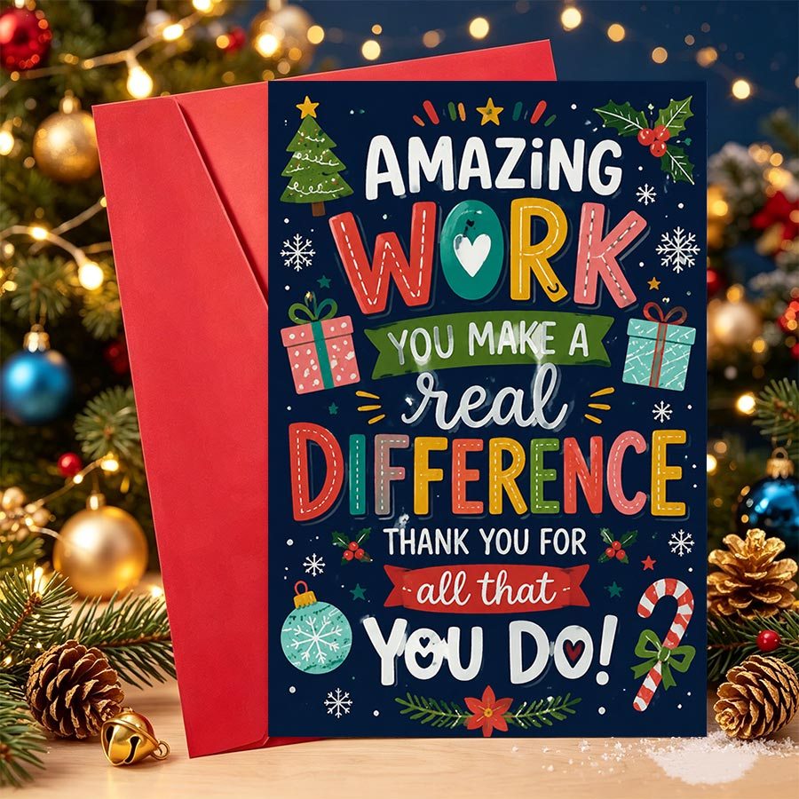 TEMU 1pc Christmas Greeting Card Christmas - Themed Appreciation Card For Colleagues And Employees - Ideal For Workplace Thank - You And Holiday