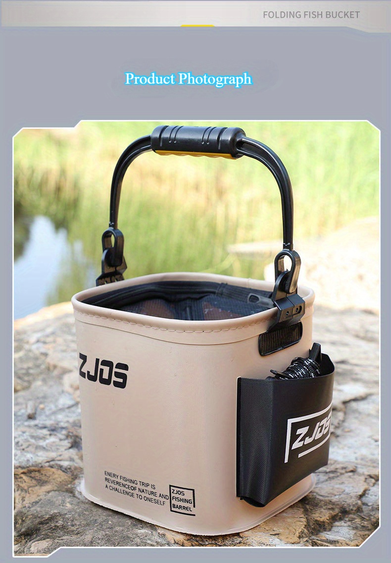 foldable fishing bucket 8l 13l portable fishing water pail robustness multi functional for hiking fishing camping traveling boating with 5meters rope Product details 4