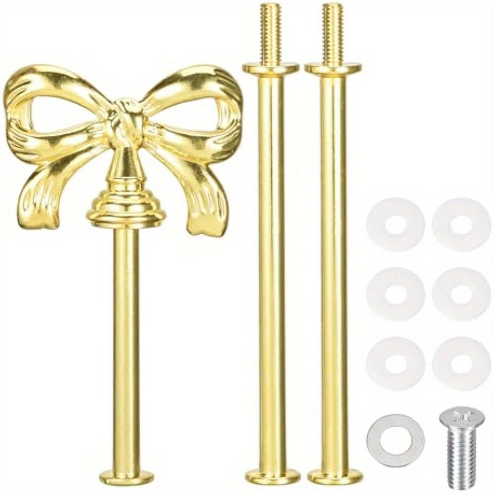 TEMU Elegant Bow-knot Cake Stand Handles - Alloy, Polished Metal, 5.7" & 14cm, Dessert Plates & Fruit Trays, Ideal For Wedding Decor, Parties, And