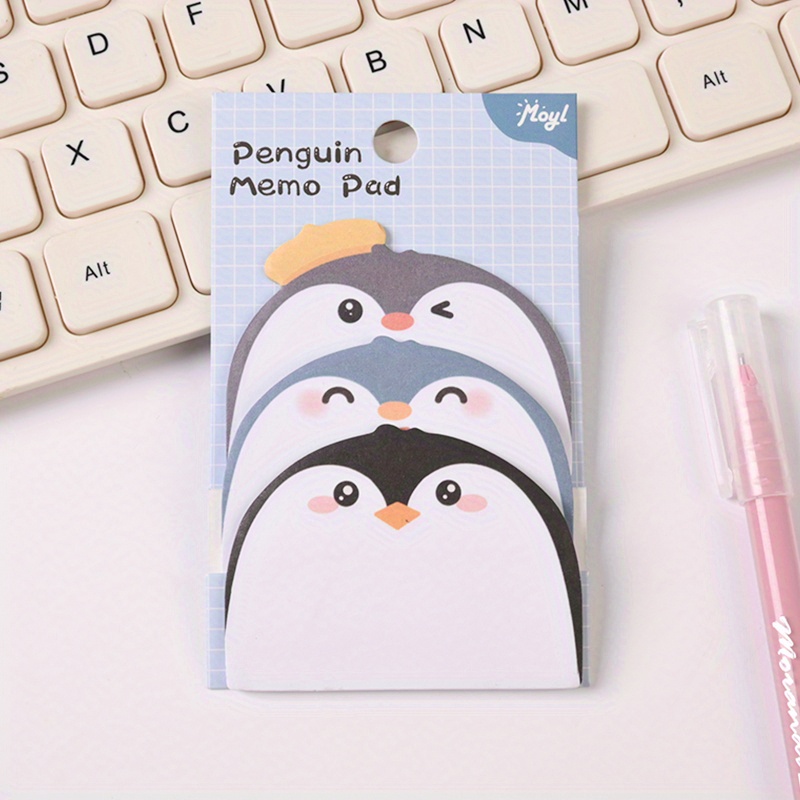 45pcs Cute Cartoon Penguin Pattern Sticky Notes Set, Diy Scrapbooking Material Stickers, Portable Strong-adhesive Memo Pads, Suitable For Office , Daily Planning, And More