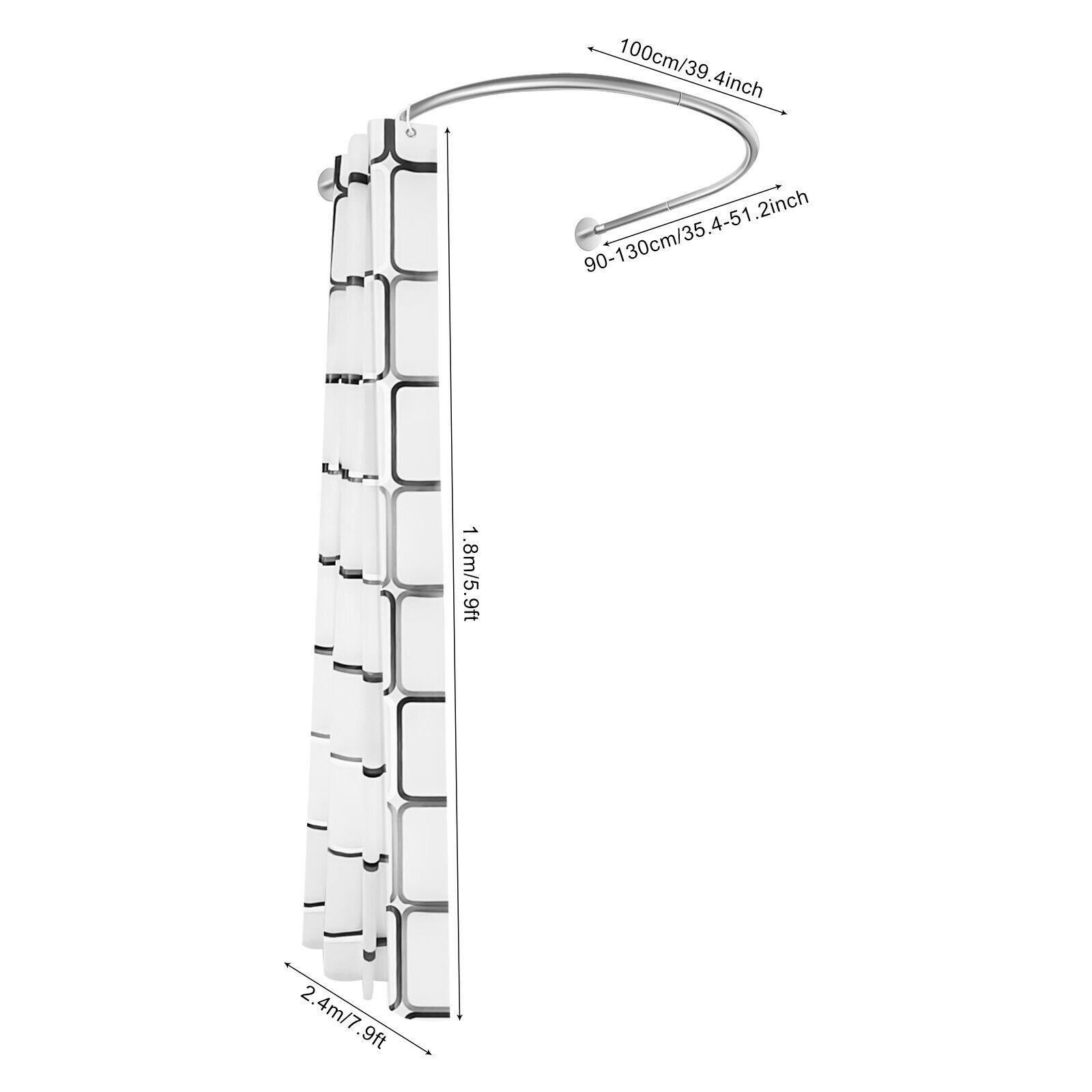 TEMU U-shaped Curved Shower Rod Without Drilling For Bathtubs And Showers With Curtain