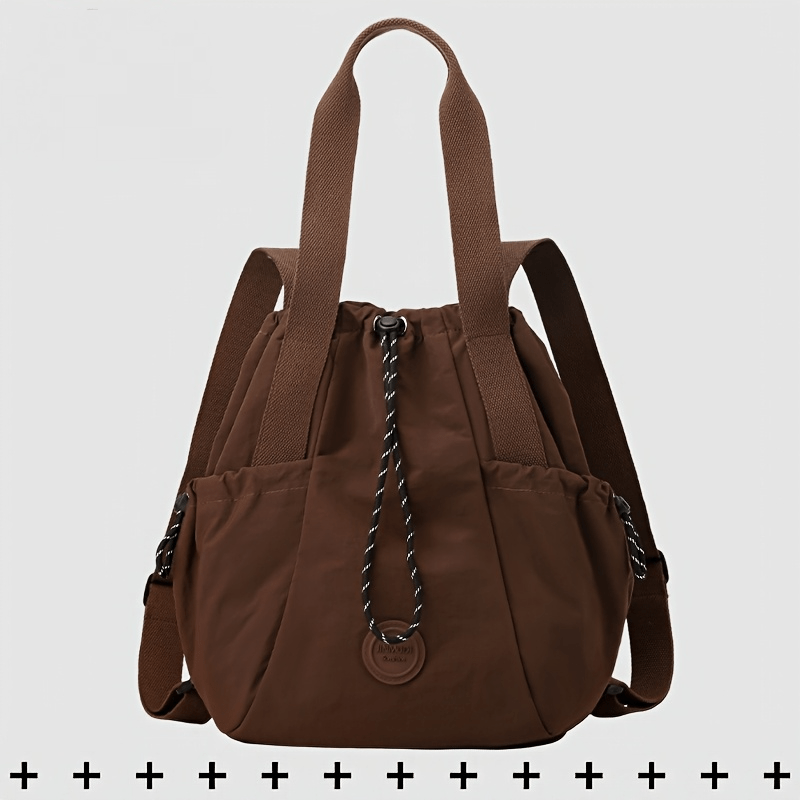 Solid Color Casual Nylon Women's Backpack, Lightweight Adjustable Daypack