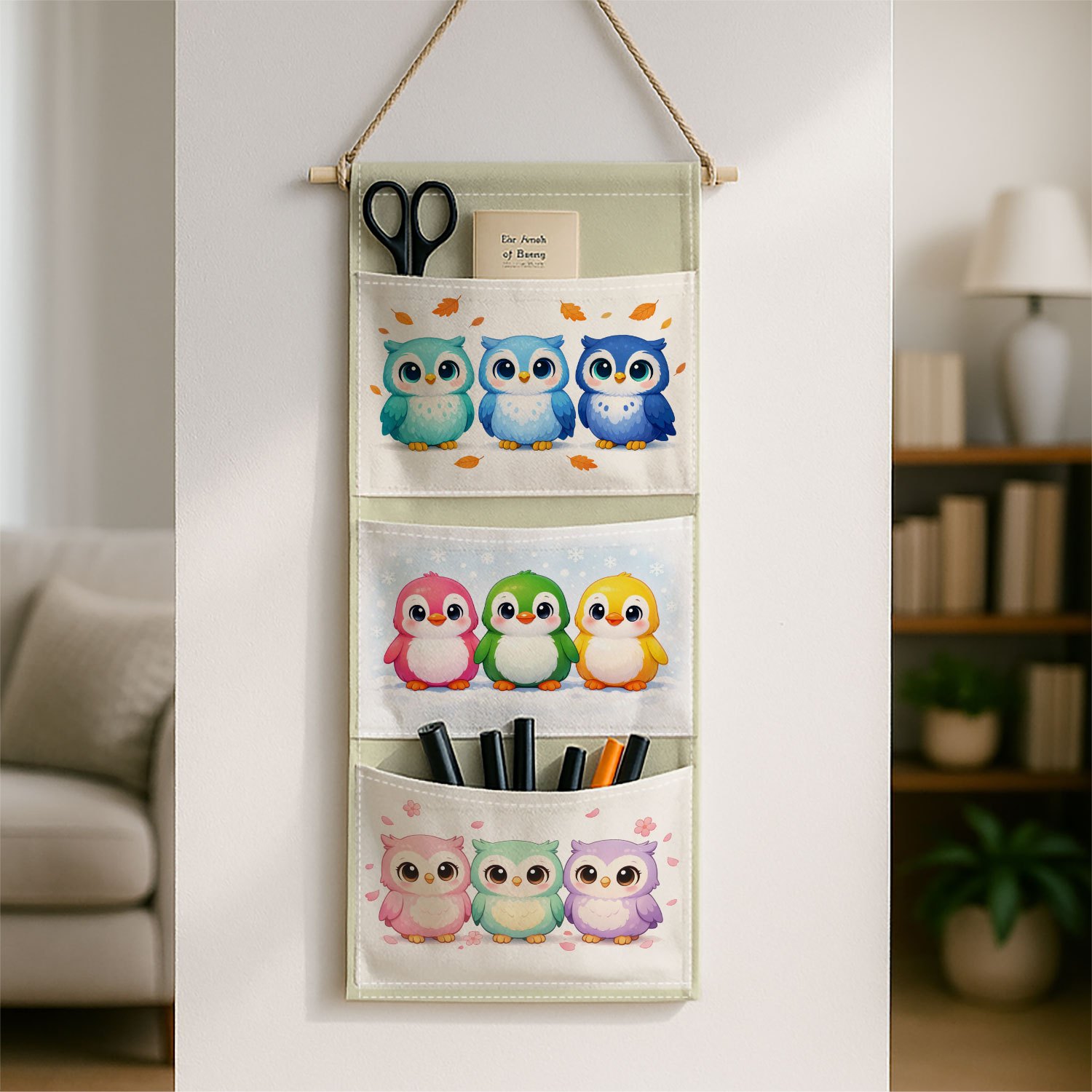 TEMU 1pc Owl Wall Hanging Storage Bag - Cute Owl-shaped Organizer With Hanging Hook, Hanging Suitable For, Bathroom, Bedroom, Wardrobe - Space-saving