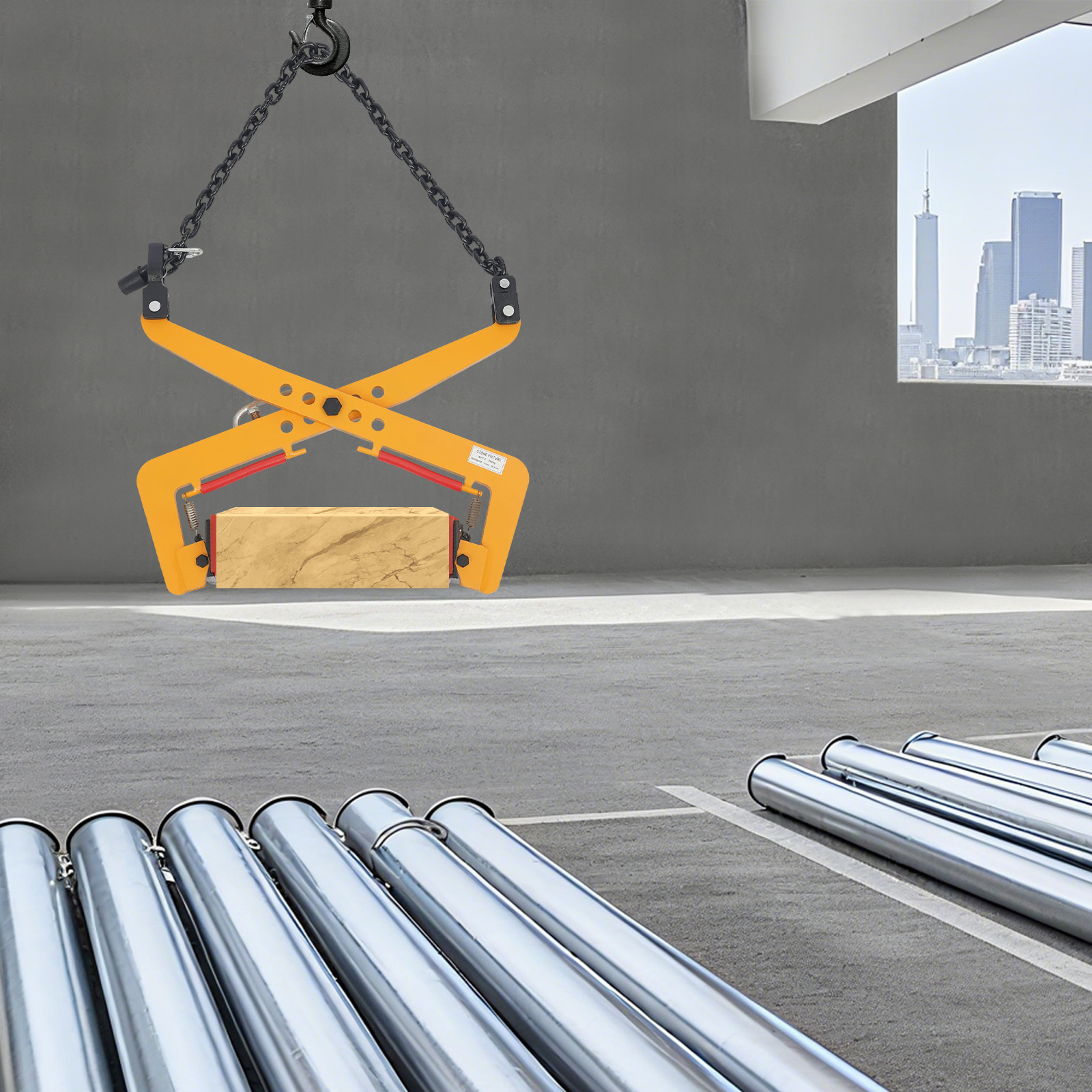 Image of 17 Inches, 350 Kg Yellow Industrial Workholding Fixtures Manual Fixtures Featuring An Adjustable Design Suitable For Construction, , Manufacturing, And Material Handling Applications