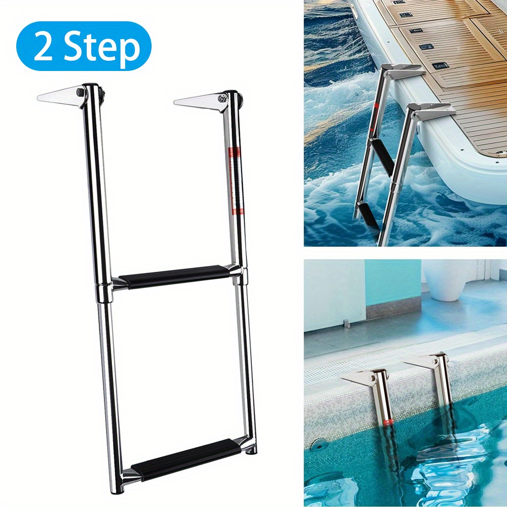 Stainless Boat Ladder, Heavy Duty Boat Telescopic 2/3/4 Step Ladder, Stainless Steel Swim Platform Telescoping Ladder, Extendable Step for Boat Yacht, dock ladder
