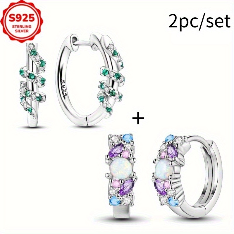 Image of 2pcs Of 925 Sterling Wrapped Earrings For Women, Fashionable Earrings, Earrings, Earrings, Engagement Birthday Gift
