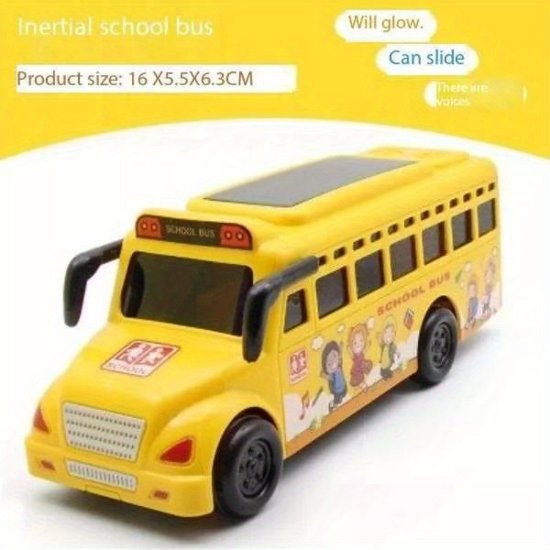 TEMU Story Music Lighting Rotating Car School Bus Toys Simulation Model Bus Police Car Toys Children Birthday Gift
