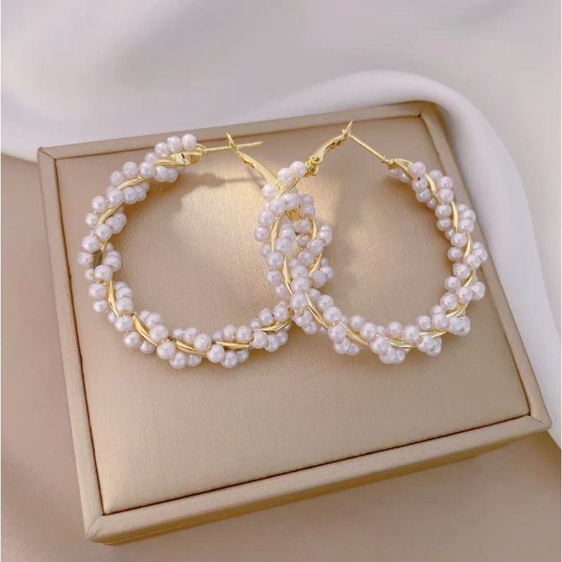 1 Pair Women's Bohemian Sweet And Elegant Wrapped Hoop Earrings, Suitable For Women's Banquets, Parties, And Shopping , New Year Gift, Holiday Gift