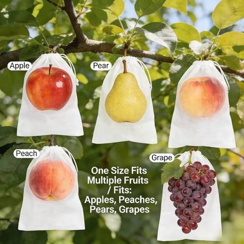 130pcs fruit protection bags nylon mesh breathable drawstring closure for grapes and insect and bird proof