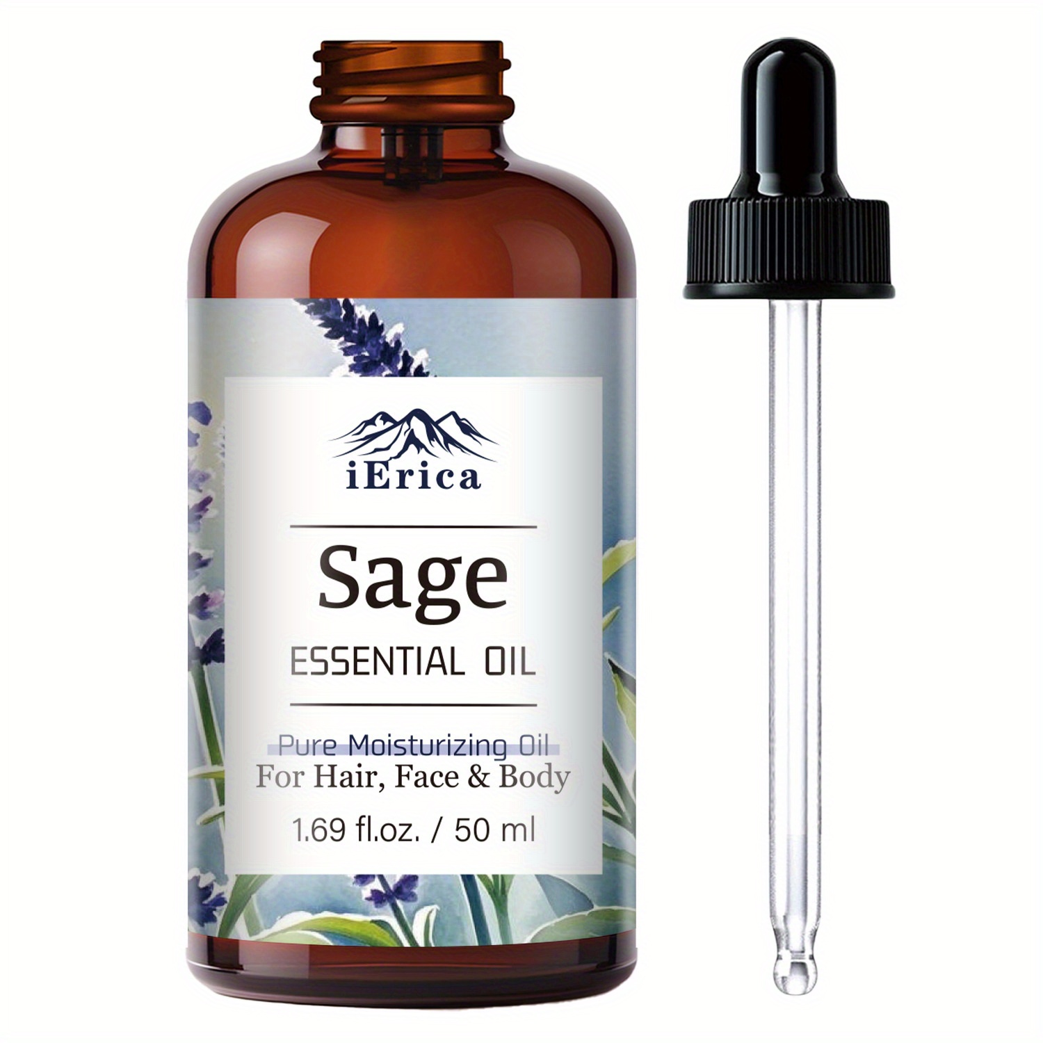 Image of Pure Sage Essential Oil, Essential Oils For , Body Massage, Hair And Nail Care, Moisturizing Hydration, Body Massage Oil, Unisex Body Care, Types, Alcohol-free