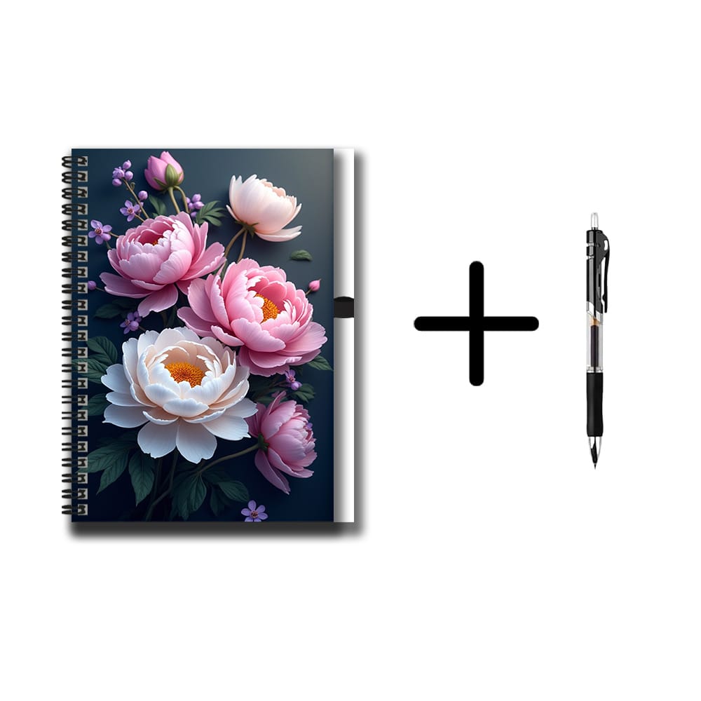 TEMU 1 Set Romantische Bloem Spiral Notitieboek Set, Wordt geleverd met een Pen. 100 Pagina's met Capaciteit, 50 Vellen Hoogwaardig Papier. Geschikt